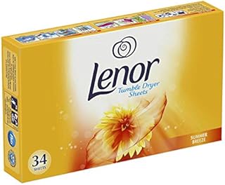 34 Lenor Tumble Dryer Sheets Laundry Fragrance Freshener Softener - Summer Breeze