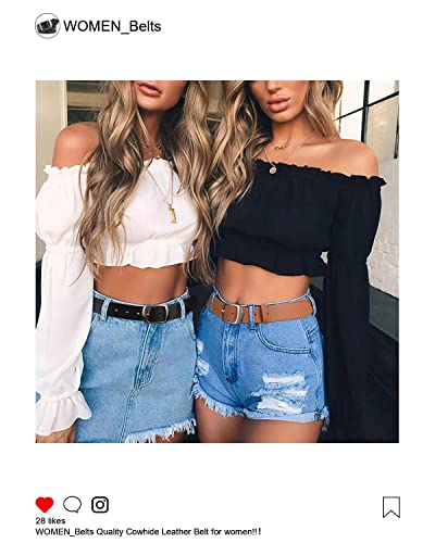 Ssumday 2 Pack Women's 1.3" Leather Belt for Jeans Pants Dresses with Retro Alloy Buckle4