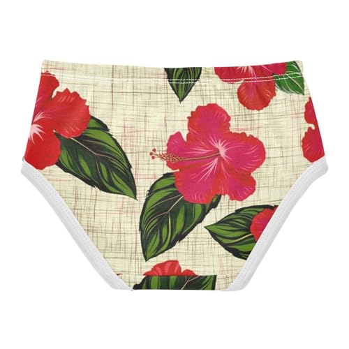 Red Hibiscus Flowers Girls Underwear Toddlers 2t Cotton Girl Panties Cute Fancy Briefs Girls Undies2