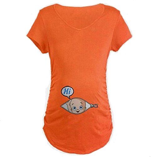 Image of Bold N Elegant Women's Cute Printed Sneak Peek Child Pregnancy Regular Fit T-Shirt Maternity Top Tee