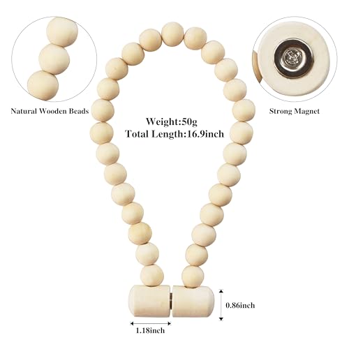 Nieffeiy YZ-WOOD BEAD CURTAIN TIEBACKS Magnetic Curtain Tiebacks, Wood Curtain Tie Backs For Curtains, Boho Curtain Holders For Drapes, Window Treatment Holdbacks thumb #1
