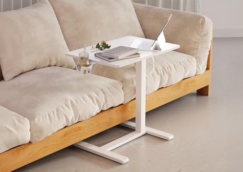 Image of Claiks Mobile Rolling Desk Small Portable Laptop Cart Bedside, 28 inch White