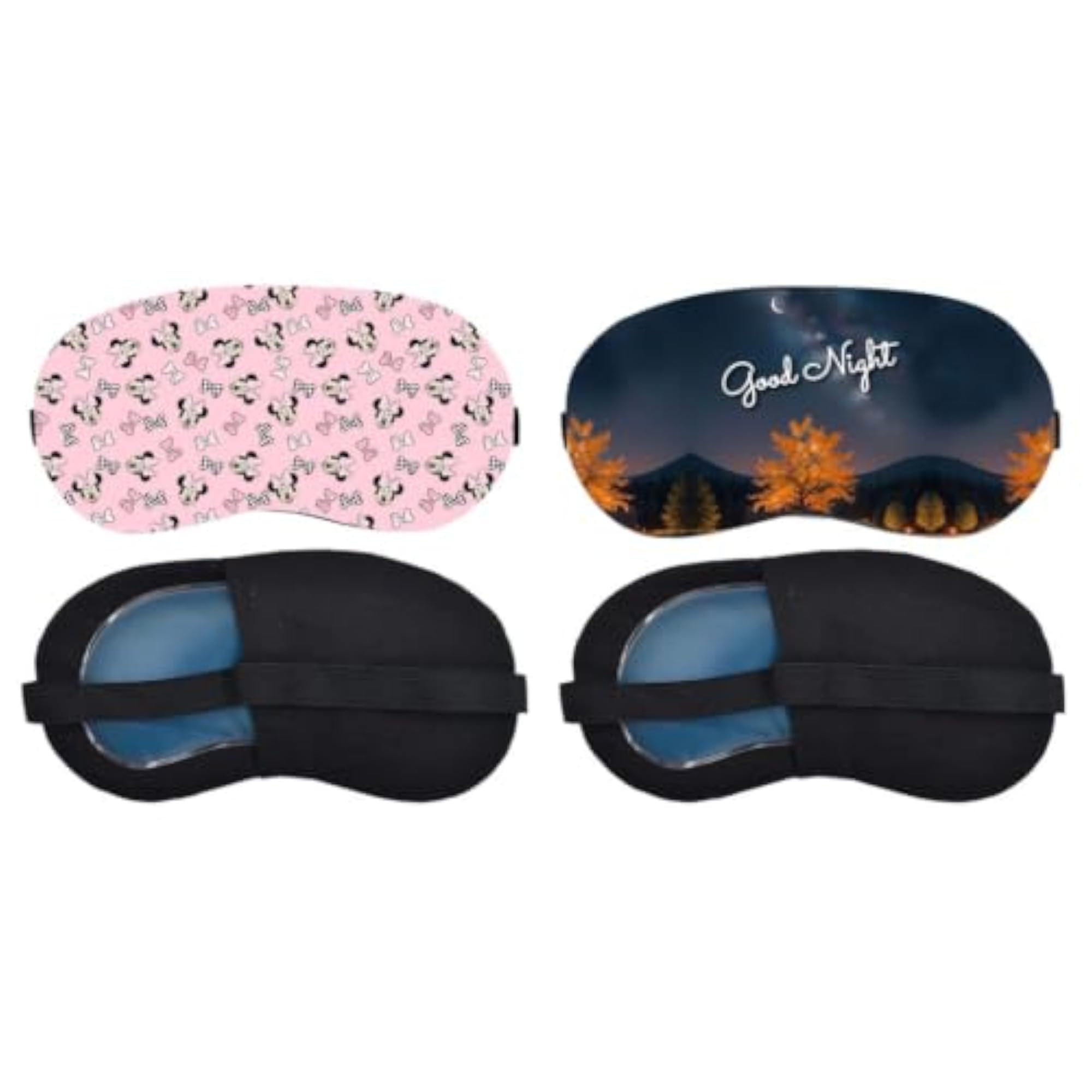 Pink Unicorn and Butterfly Pattern Sleeping Mask Combo