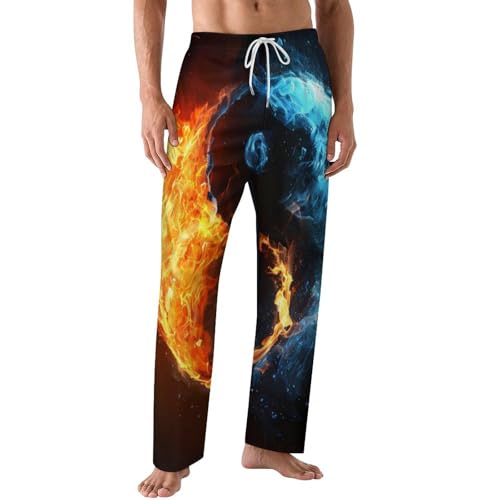 Fire And Water Yin And Yang Men's Pajama Pants Lightweight Pjs Bottoms Sleepwear Soft Lounge Pants Sweatpants with Drawstring