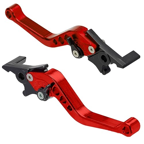 MOCNT 1 Paar Motorrad Bremshebel 22mm Motorrad Kupplungshebel Verstellbarer CNC Aluminium Bremshebel Doppel Scheibenbremse Brems Kupplungs Lenker Kupplungsbremshebel Rot