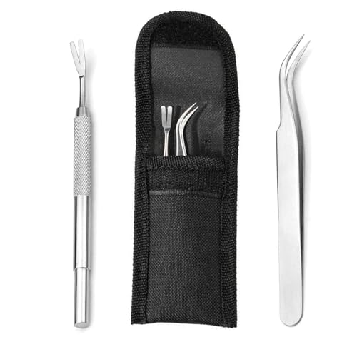 jatimdotin Zeckenzange Set, 2 Stück Zeckenzange für Hunde, Edelstahl Zeckenpinzette und Zeckenhaken, Zeckenentferner für Mensch, Hunde, Katzen (mit Aufbewahrungstasche)