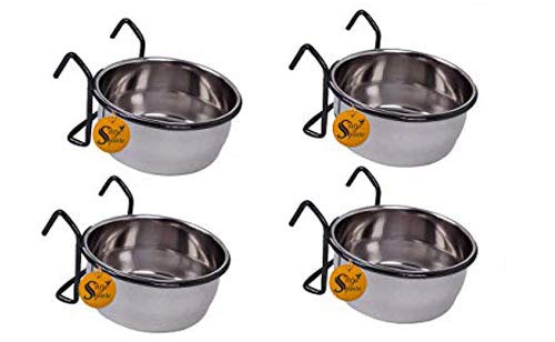 Sage Square Rustproof Stainless Steel Cage Food, Seed, Water Feeder cum Bowl with Holder clamp for Birds (250ml) (Pack of 4) (B08CZ6PVR8) Amazon Price History, Amazon Price Tracker