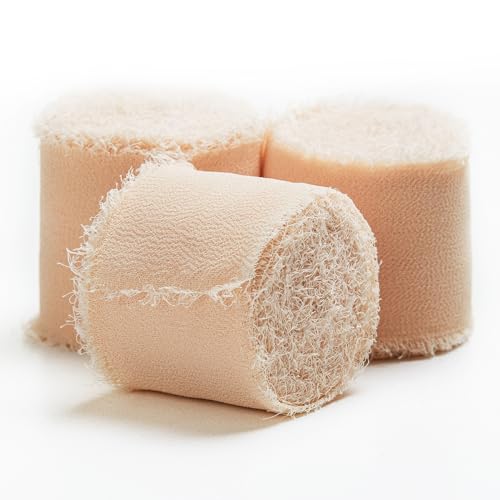 JEDIA Fall Ribbon, 6 Rolls Champagne Ribbon for Flower Bouquet/Gift Wrapping, 1 1/2 inch x 7Yd Chiffon Ribbons for Crafts, Bridal Bouquets, DIY Crafts by JEDIA - Used condition - US$9.41