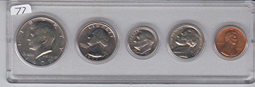 1977 Birth Year Coin Set (5) Coins Half Dollar, Quarter, Dime, Nickel, and Cent All Dated 1977 in a Plastic Display Holder Uncirculated