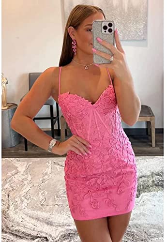Lace Appliques Tight Homecoming Dresses for Teens Spaghetti Strap Short Prom Dress Backless Cocktail Dress2