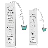 GiftoBi Long Distance - Stainless Steel Bookmark with Blue Enamel Butterfly Charm, Friendship...