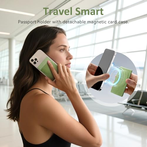 Full Grain Leather Passport Holder for Travel Women Men Passport Wallet with Airtag Slot RFID Blocking Travel Essentials Passport Cover Case Green2
