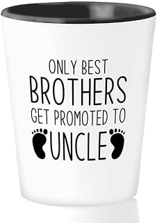 Baby Shower Shot Glass 1.5oz - Get Promoted to Uncle B - Pregnancy Announcement New Baby Boy Girl Congratulations Promoted Uncle