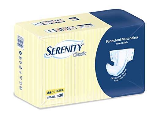 SERENITY PANNOLONI CLASSIC EXTRA TAGLIA SMALL 3 CONFEZIONI DA 30 PEZZI INCONTINENZA URINARIA