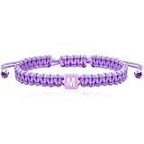 Uloveido Pulseras tejidas de la amistad para mujer, hechas a mano, cuerda trenzada, multicolor, pulseras envolventes para surfistas, pulseras ajustables bohemias para verano, playa, letra A-Z