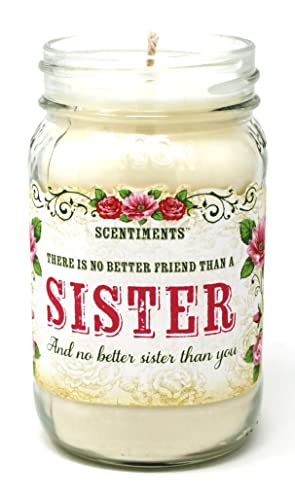 Scentiments Sister Gift Candle Vanilla Scented Fragrance 16Oz Nika's Home Soy Candles Highly Scented 80+ Hours Of Burn Time Clear Natural White Candle Best Friends Candle Friendship #TOP6