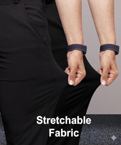 Image of Men's Slim Fit Lycra Formal Trousers Combo | Stretchable Smart Casual Pants for Office Wear | Mid-Rise Flat Front Stylish Chinos
