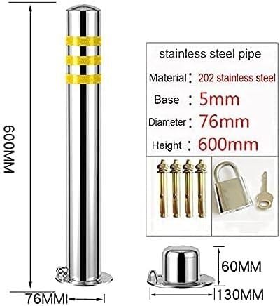 CukUJH Parking Guardrails Parking Barrier 2 Pack Security Posts Car Parking Bollard(76x600mm)