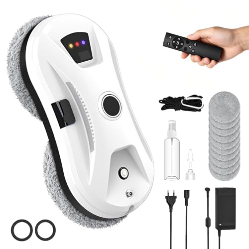 Tccydm Robot de Limpieza de Ventanas Inalámbrico, Robot Limpiacristales, Limpiador de Ventanas Inteligente, Succión 5600Pa, con Automática de Rociado de Agua, para Todas Las Superficies Lisas
