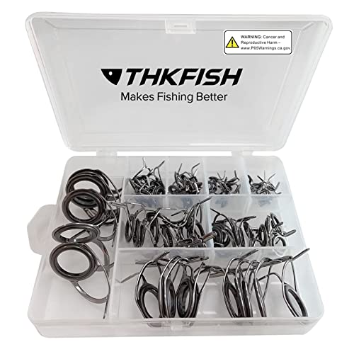 Thkfish Fishing Rod Guides Fishing Rod Repair Kit Baitcasting/Spinning Rod Guides Ceramics Stainless Steel Carbon Guide Repair Burnished Silver- Frame 75Pcs #TOP5