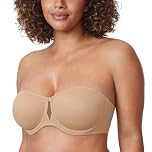 Delimira Women's Strapless Bras for Bigger Bust Non Padded Smooth Underwire Warm Beige 36D