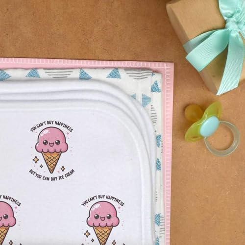 Azeeda 'Happy Ice Cream' Baby Burp/Wash Cloth (BC00028998)3