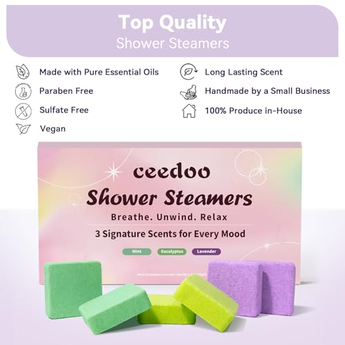 Shower Steamers Aromatherapy 6 Pack Gifts for Women Mom Men, Gifts for Her Stress Relief Home Spa, Birthday Gift Lavender Natural Essential Oil Self Care Relaxation Shower Bombs Teen