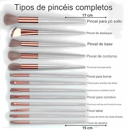 Kit com 13 Peças de Maquiagem com Bolsa de Armazenamento para Base em Pó Solto Blush Corretivo Sombr