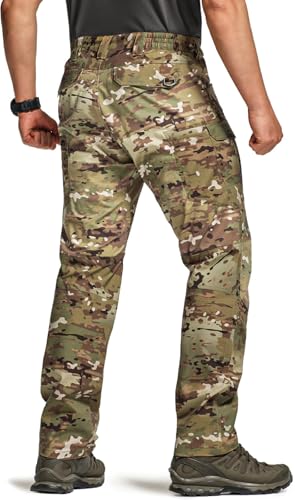 Image of CQR Men's Flex Stretch Tactical Pants, Water Resistant Ripstop Cargo Pants, Lightweight EDC Outdoor Work Hiking Pants