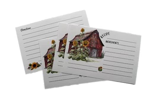 Amazon.com: Rustic Barn Recipe Card 4x6 Red Barn Double-Sided Country ...
