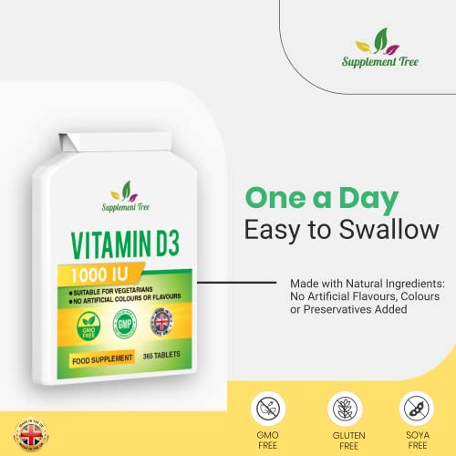 Vitamin D 1000IU 365 Vegetarian Tablets | Optimum Strength Cholecalciferol Vitamin D3 Supplement | UK Manufactured - Image 5
