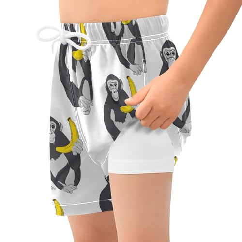 Toddler Boys Swimwear Swim Trunks with Compression Liner 4T Gorilla Banana2