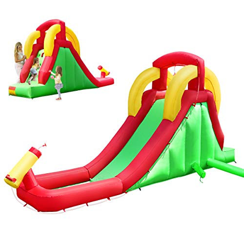 HONEY JOY Inflatable Water Slide—Giant Water Park with Climbing & Long Slide