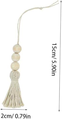 Miniatura 2 de 8 borlas de cuentas de madera, guirnaldas de cuentas de madera rústicas, cuentas de oración para decoración de pomo de puerta del hogar, 8 unidades