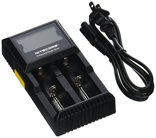 Nitecore D2 Intelligent Digi Charger - US Plug Black LH0027203 with LCD Monitor for 26650 18650 16340 RCR123 14500 10400 AAAA AAA AA C Batteries