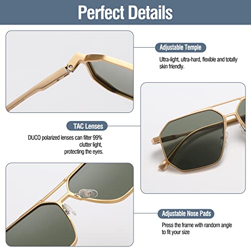 Image of DUCO Polarized Sunglasses Men Women Retro Classic Square Sun Glasses Oversized Vintage Metal Frame Trendy Shades DC3032
