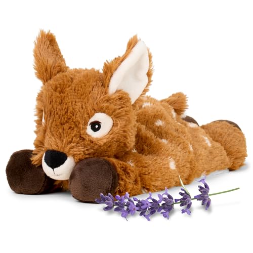 warmies Microwavable & Weighted Stuffed Animals, Laying Deer - Heated Stuffed Animal Plushie for Warmth & Comfort - Cute Soft Plush Toys for Adults & Children (Boys, Girls, Babies & Toddlers)