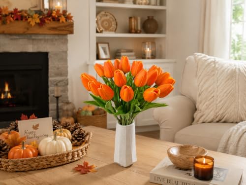 Image of Mandy's 20pcs Artificial Orange Tulips