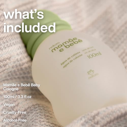 Natura - Mamãe e Bebê Mom & Baby Cologne | Gentle Fresh Scent for Babies | Alcohol-Free, Hypoallergenic, Pediatrician Tested, Vegan & Safe Daily Use – 3.4 fl oz (100 ml)