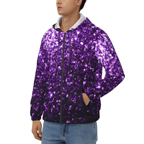 Sweat à capuche violet homme : pull doux décontracté pour automne et hiver - 2