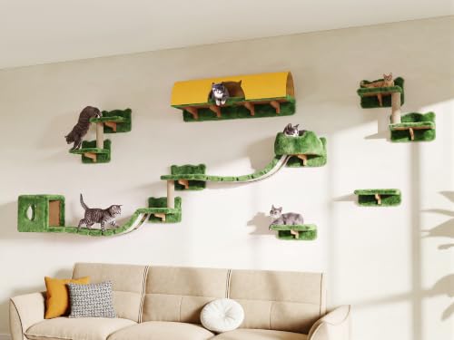 16-in-1 Cat Wall Shelves with Tunnel & Bridge