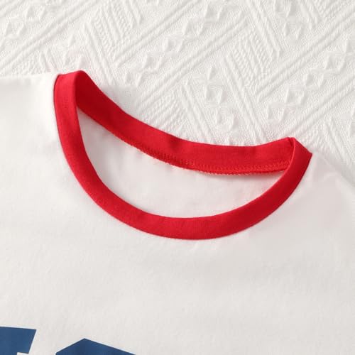 Weixinbuy Conjunto de 2 peças para meninas de 4 de julho, camiseta grande de manga curta e shorts de