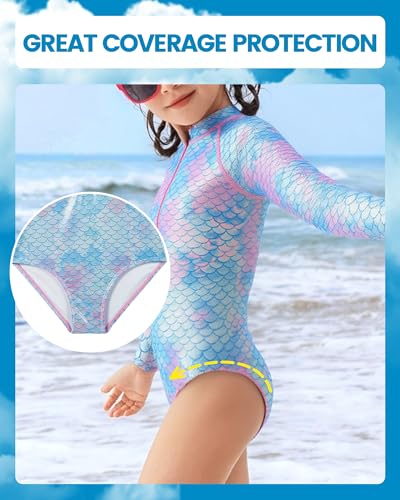 Image of Angel season Girls Swimsuits Kids Bathing Suit One Piece Swimwear with UPF 50+ Cute