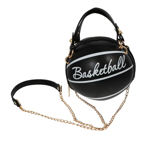 Paquet à main créatif forme ballon de basket noir avec chaîne amovible