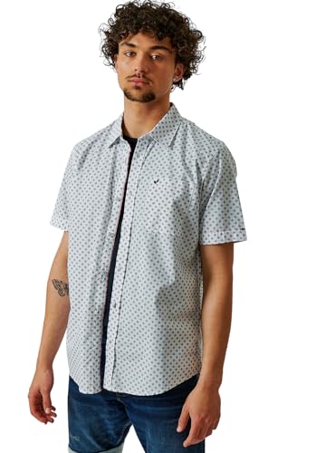 Kaporal, Chemise pour Hommes, Modèle ROMAK, Coupe Regular, Col Chemise, Manches Courtes, Chemise Chic et Décontracté, 100% Coton_Bio, Taille L, Couleur White