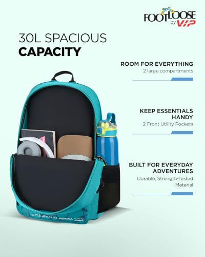 Image of FOOTLOOSE by VIP Kinetic Laptop Backpack for Men & Women | 30 Litre Travel Backpack with 15.6 inch Laptop Compartment | Office, College, School Backpack
