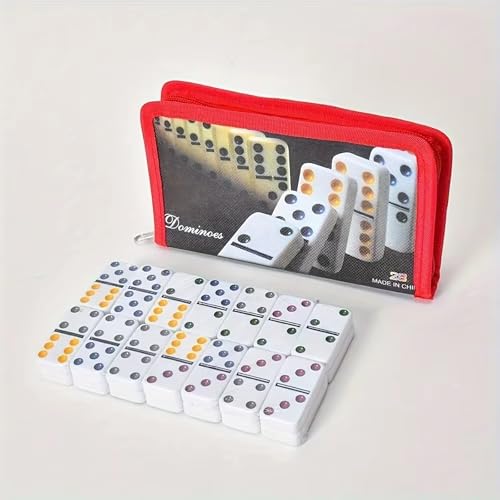 Juego de Dominoes LuckyWish con 28 piezas y estuche rojo