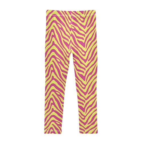 Green Dark Pink Zebra Pattern Girls Leggings Kids Yoga Pants Athletic Tights Pants 4-10 Years2
