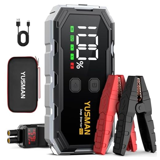 YUSMAN Car Jump Starter, 8000A 12V Jump Battery Pack (All Gas/10.0L Diesel), Portable Jump Starter with Display, Car Jump Starter with Extended Smart Cables, Quick Charge 3.0, LED Light