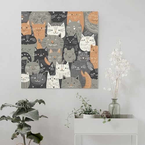 Toile murale abstraite de chat pour salon moderne et décoration de chambre zen - 5
